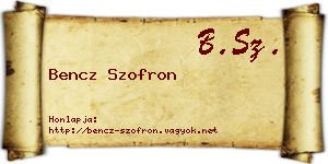 Bencz Szofron névjegykártya